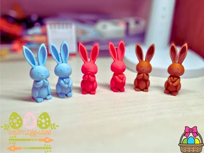 Adorable Easter bunny holding grass