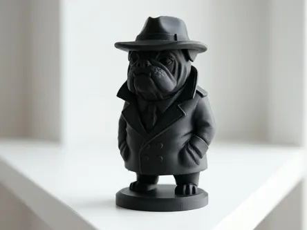Noir Bulldog Detective in Trench Coat and Fedora