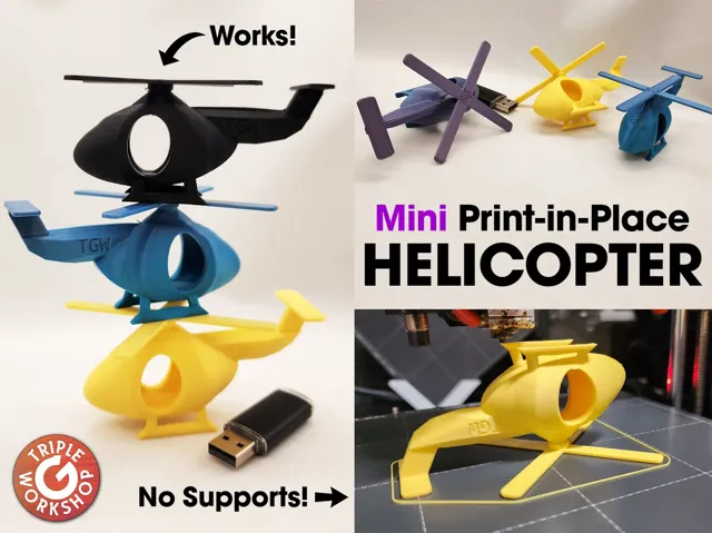 Print in Place Helicopter - No Supports