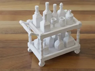 Miniature Bar Trolley with Bottles