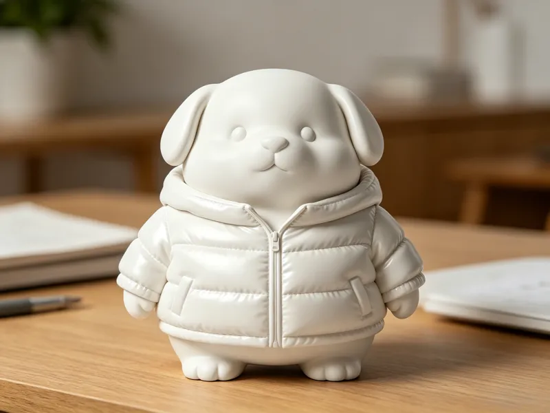 Chubby Puppy in a Down Jacket Desk Ornament