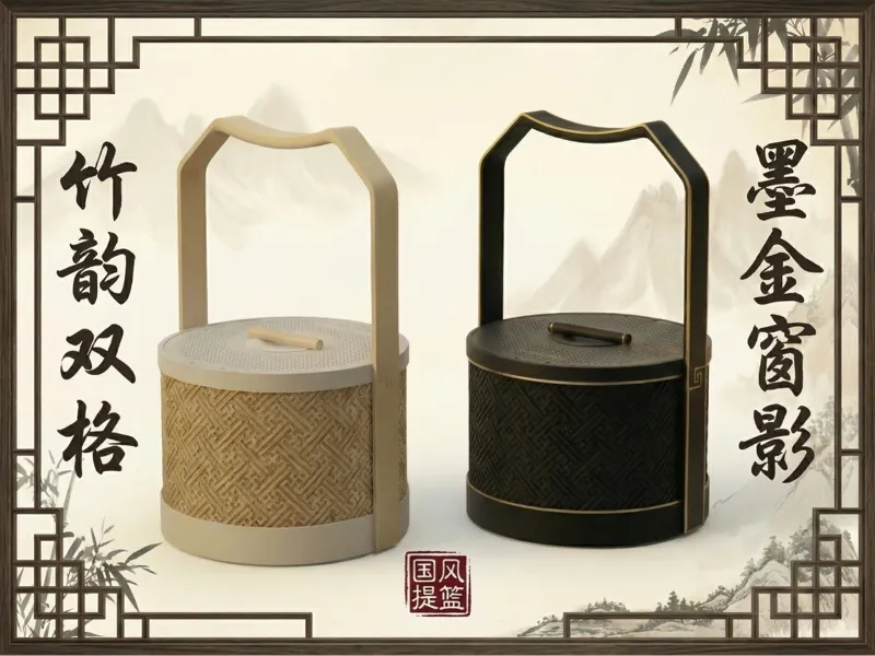 国风提篮：竹韵双格 & 墨金窗影