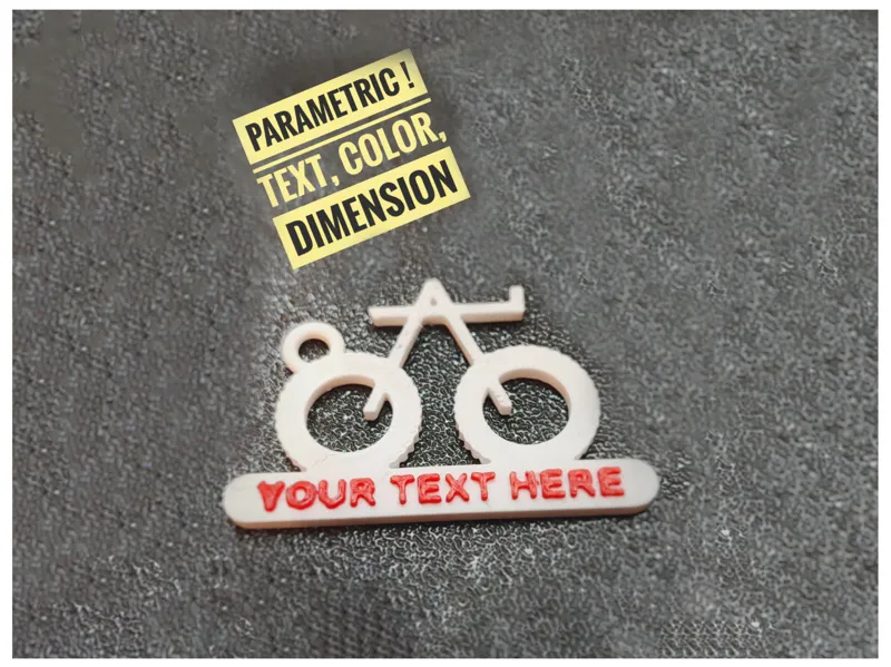 Parametric Bike Keychain with Customizable Text
