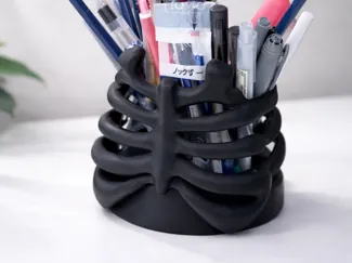 Ribcage Pen Holder - Skeleton Desk Organizer 