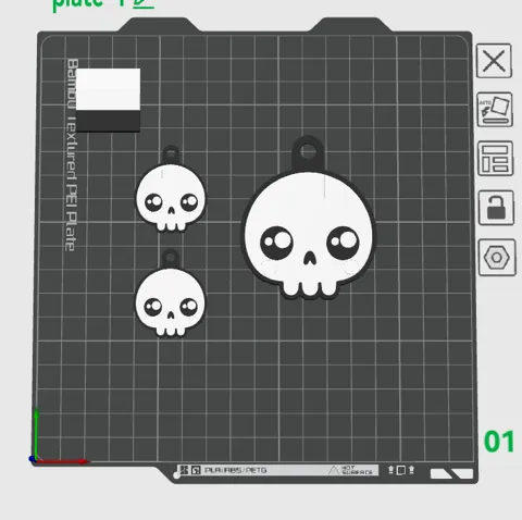 Cute Skull Keychain and Earring Set view 3