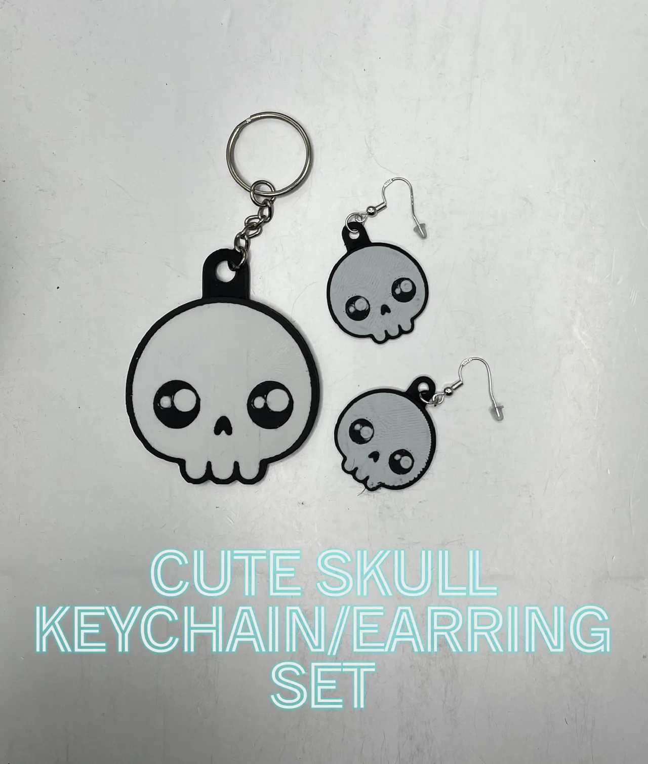 Cute Skull Keychain and Earring Set view 2