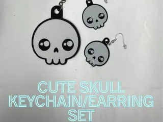 Cute Skull Keychain and Earring Set