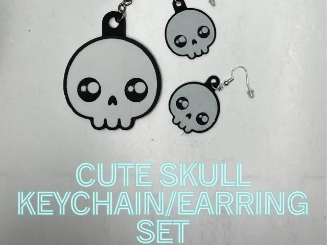 Cute Skull Keychain and Earring Set