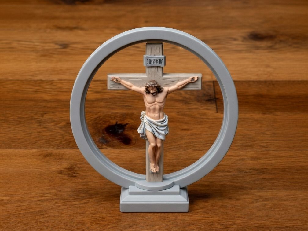 Jesus Christ on Cross Sacred Circle Sculpture
