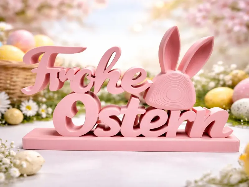 Osterhase Deko, Rosa, 3D-gedruckt, 14 × 8 cm