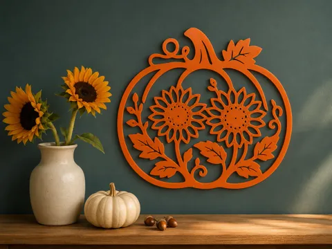 Adorno temático: Sunflower Pumpkin – Autumn Wall Decor — referencia de MakerWorld