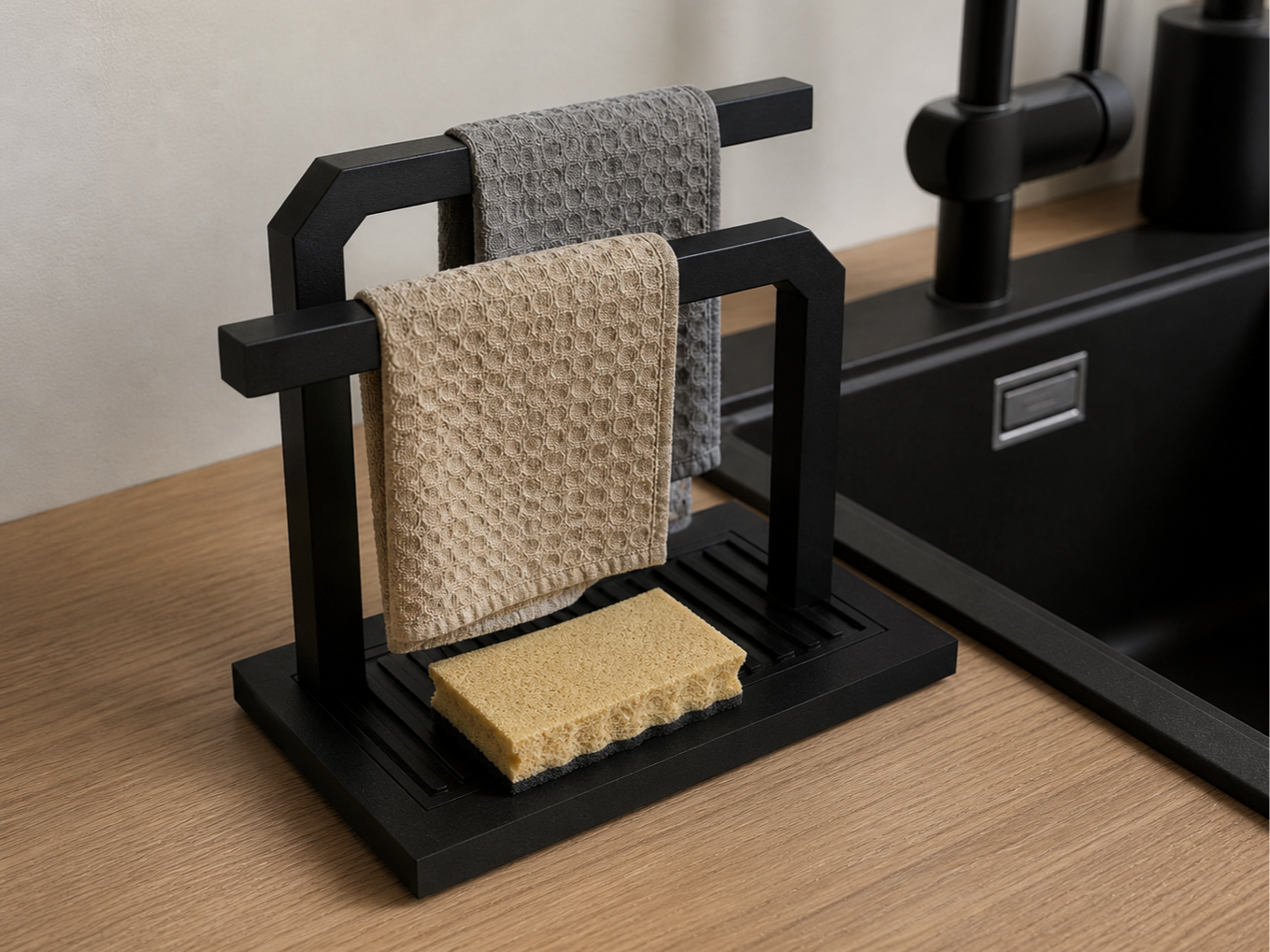 Sink Organizer with Cloth Holder and Drip Tray