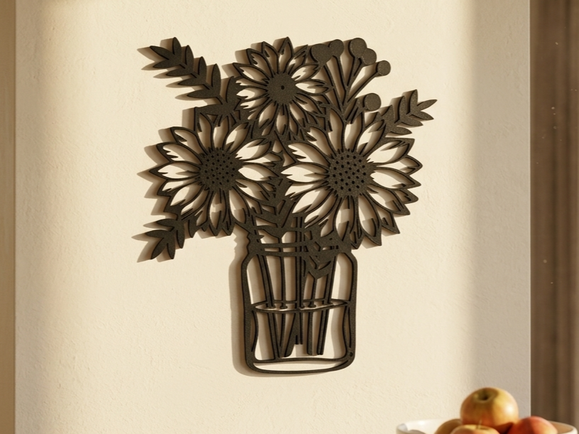 Sonnenblumen im Glas - Wandbild