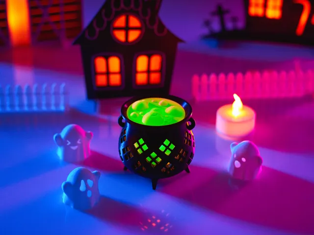 Cute Witch's Cauldron Tea Light