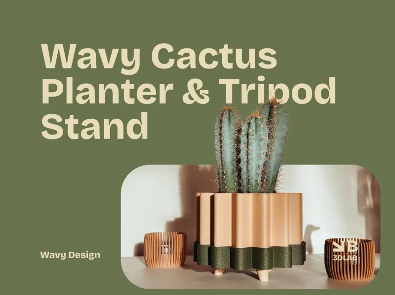 Wavy Cactus Planter & Modular Tripod Stand