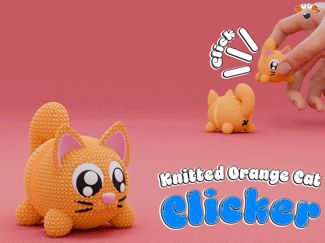 Knitted Orange Cat Fidget Clicker + Keychain