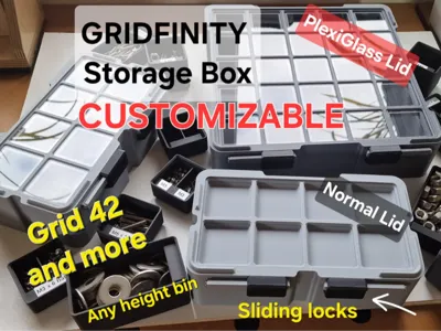 GRIDFINITY Storage Box / Acrylic - PlexiGlass Lid 