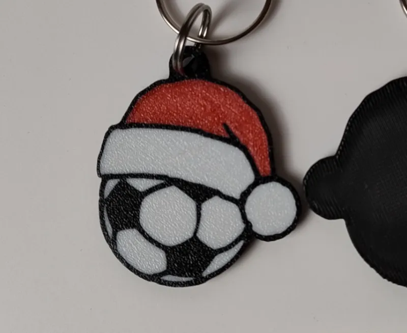 Football with Santa Hat Xmas Keyring / decoration