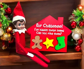 Elf toy Game - Elf Challenge prop for Christmas