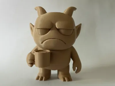 Grumpy Demon with Coffee