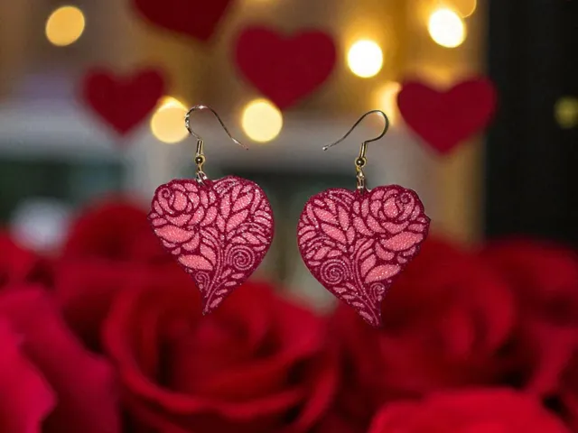 Rose heart earrings