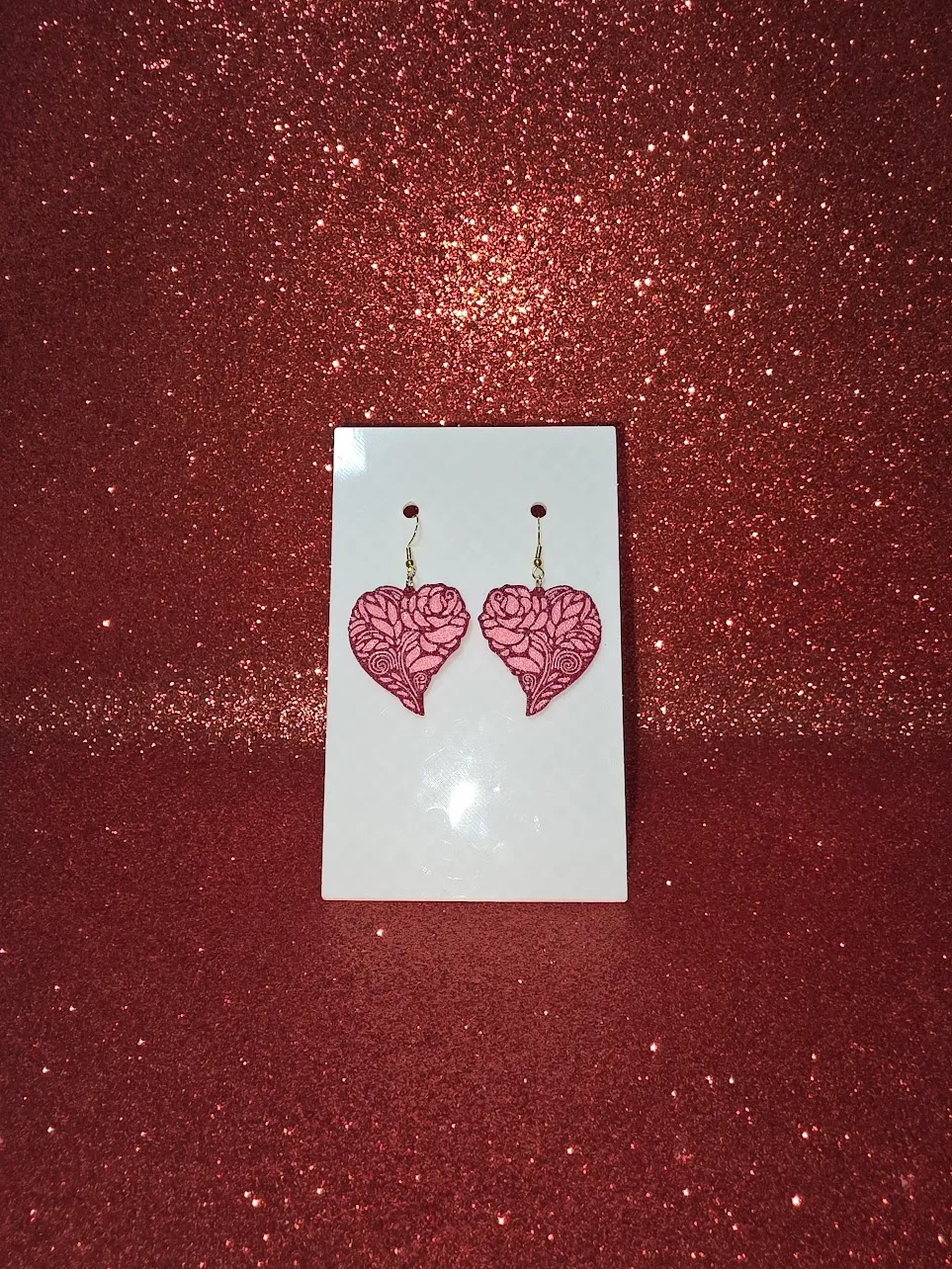 Rose heart earrings view 2