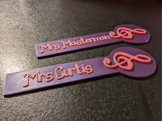 Musical Treble Clef Bookmark Name - Teacher Gift