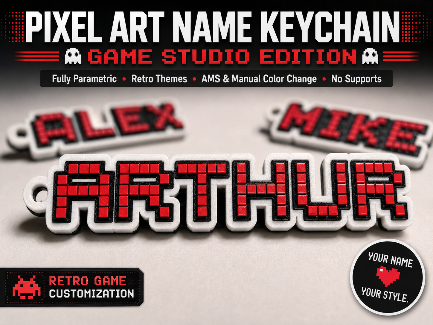 Pixel Art Name Keychain