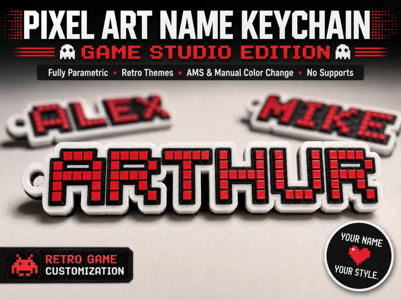 Pixel Art Name Keychain