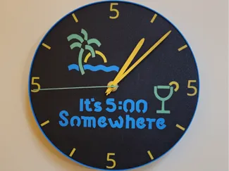 "It's 5 o'clock somewhere" - Home Bar Wall Clock 