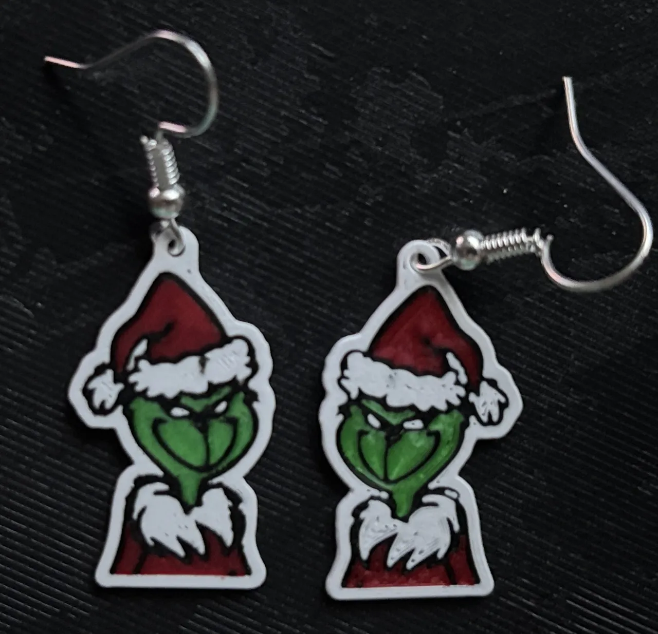 Grinch with Santa Outfit Earrings view 2