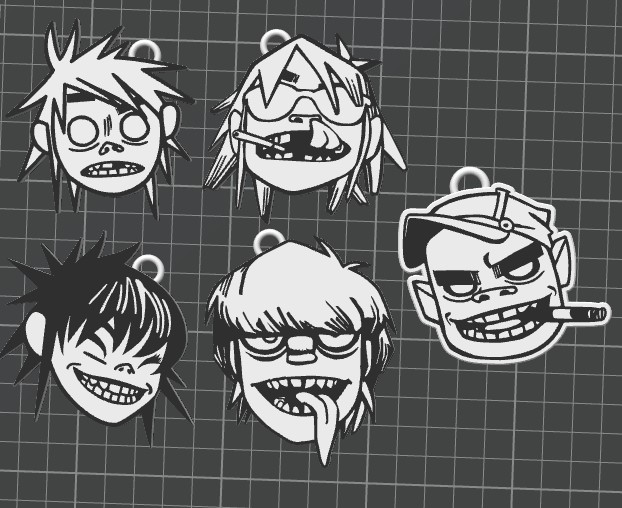 Miniatura 2 do modelo 3D Gorillaz keychain Collection