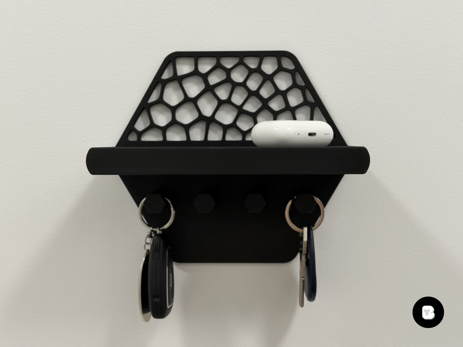 Voronoi Entryway Wall Shelf & Key Hooks