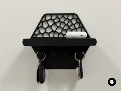 Voronoi Entryway Wall Shelf & Key Hooks