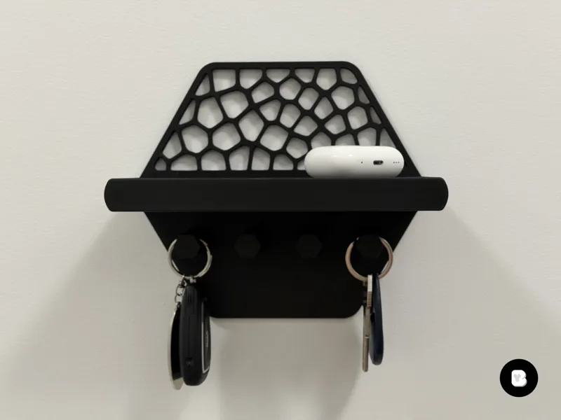 Voronoi Entryway Wall Shelf & Key Hooks