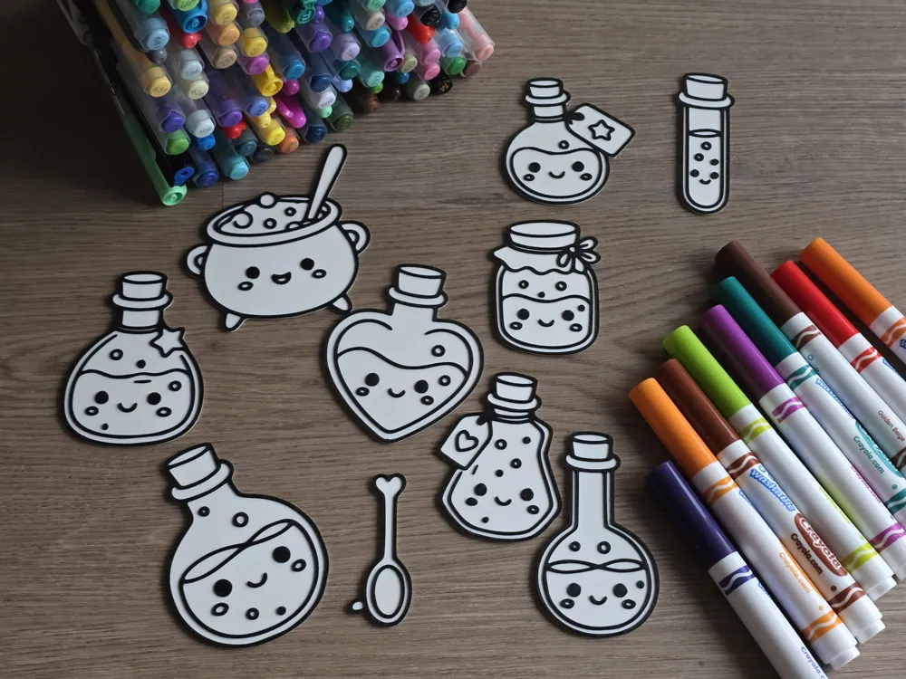 Ensemble de potions magiques d'Halloween activité de coloriage DIY ...