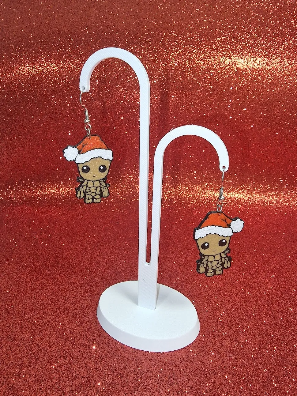 Christmas baby Groot earrings view 3