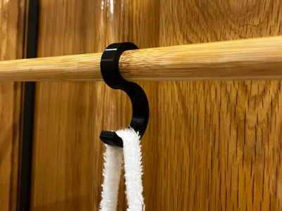 Snap-On Bathroom Rod Hook (15mm Fit)