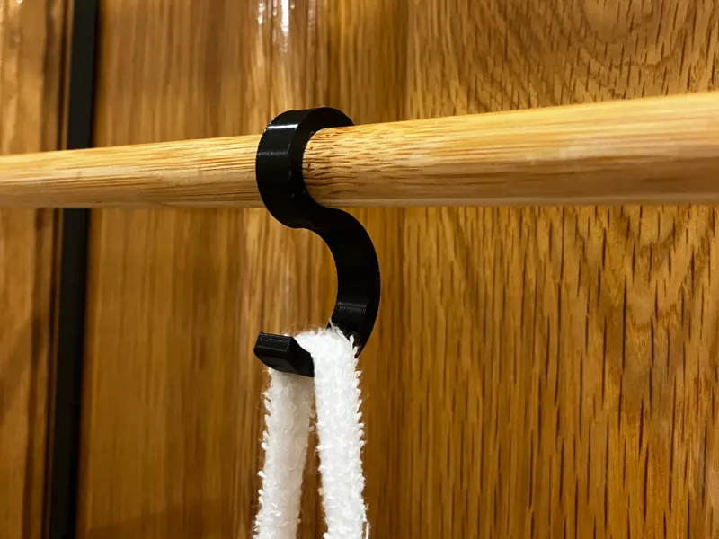 Snap-On Bathroom Rod Hook (15mm Fit)