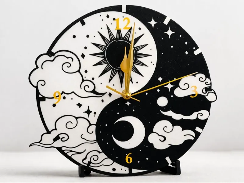 Horloge décorative Jour & Nuit – Design Yin-Yang