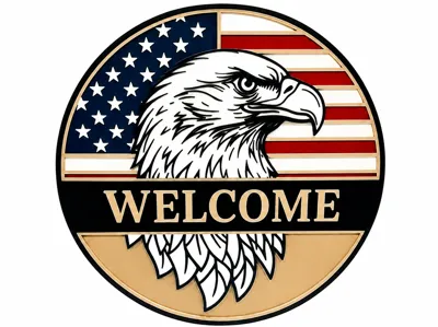 Patriotic Eagle Welcome Sign – Layered Door Sign