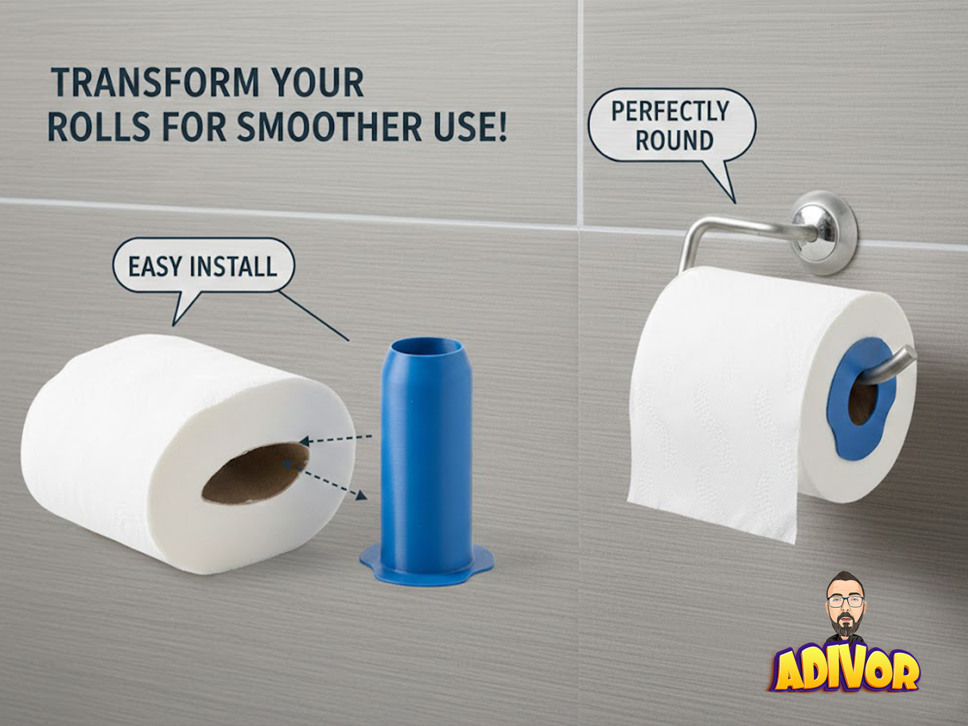 Toilet Paper Roll Reshaper - Smooth Spin Adapter