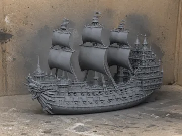 Modelo para impresión 3D: Nave pirata 0001 — vista de referencia 2