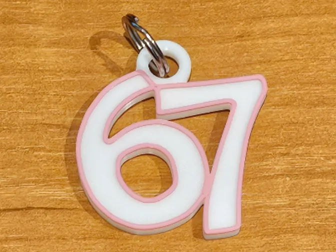67 keychain Digits 6 7 Tag