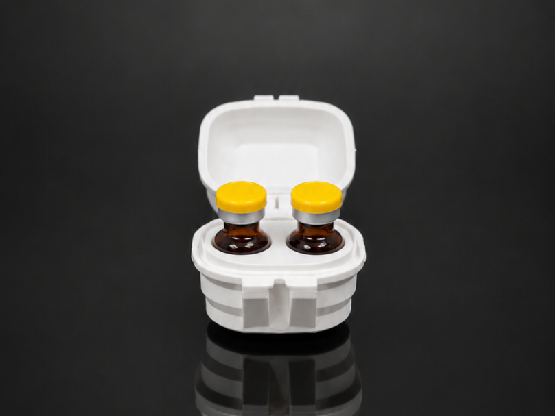 Compact 3ml Peptide vial case snapbox, (2 vials)