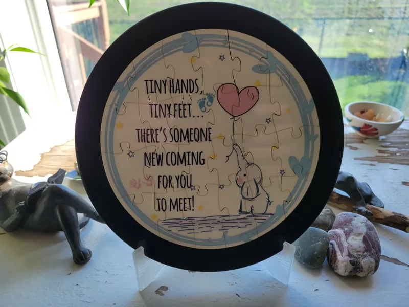 Pregnancy Reveal Puzzle Display Stand & Open Frame