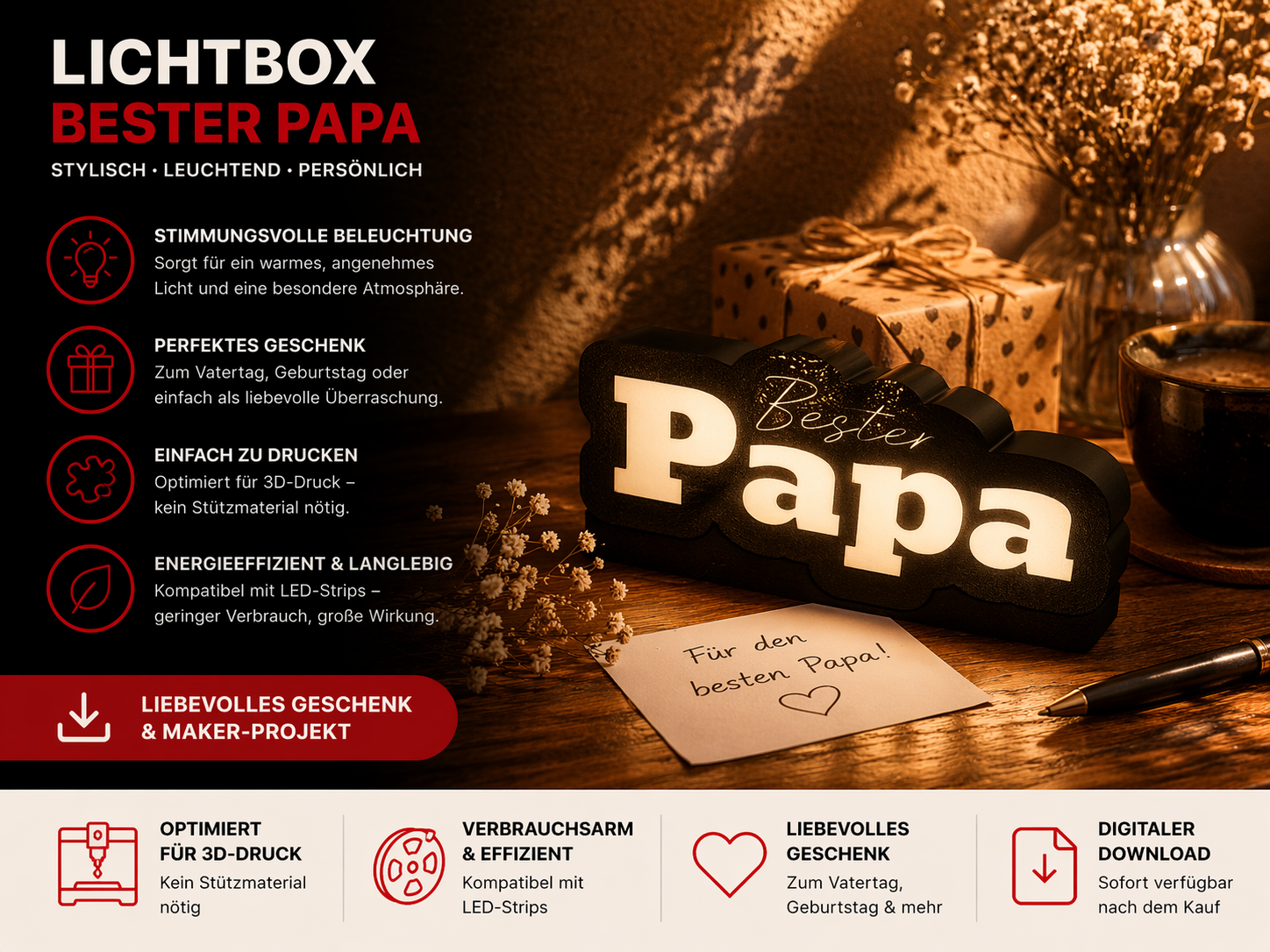 Bester Papa Lightbox – zum Vatertag