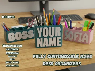 Custom Text & Name Desk Organizer Maker