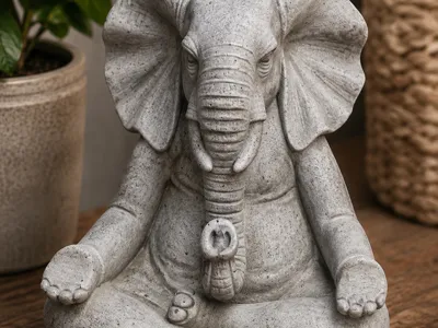 Meditating Elephant Zen Statue Decor