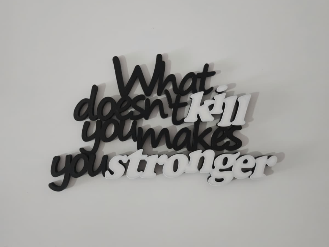 Frase iconica "What doesn't kill you..." 3D